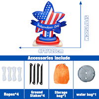 Drapeau américain gonflable LED de 1,5 m pour le 250e anniversaire des États-Unis, motif étoile, pour la 4ème de juillet, la fête de l'Indépendance, décoration patriotique pour jardin et cour
