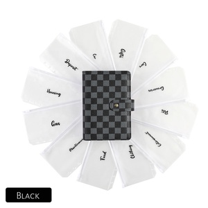 Raccoglitore di Budget <span class=keywords><strong>a</strong></span> scacchi A6 in pelle <span class=keywords><strong>a</strong></span> nuova versione calda <span class=keywords><strong>con</strong></span> anello <span class=keywords><strong>a</strong></span> fogli mobili 6 come sistema di buste di bilancio di tasche per raccoglitori in plastica - Product Image 3