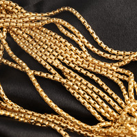 Chaîne AR en or 18K martelé carré de 2mm 3mm et 4mm, collier en acier et titane, accessoires de chaîne de riz, breloque pour bijoux, bricolage, nouveauté