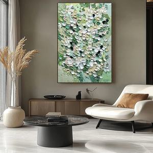 Pintura Texturizada Vertical Abstracta, Flores Vibrantes y Coloridas, Pinturas al Óleo con Textura Gruesa para el Hogar y la Galería - Product Image 3