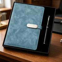 Carnet de notes en cuir PU A5 pour cadeau, agenda personnalisé, papeterie d'entreprise, ensemble cadeau carnet et stylo