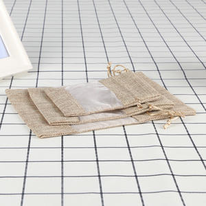 Bolsa de dulces de regalo transparente para ventana, bolsa con cordón de arpillera, bolsas de embalaje de joyería, decoración para fiesta de boda, bolsa de regalo de yute - Product Image 4