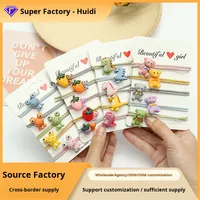Élastiques à cheveux mignons de style japonais et coréen, faits à la main, à haute élasticité, avec motifs de fraises, d'ours et de dinosaures, accessoires pour cheveux d'enfants