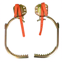 Crampons d'escalade d'arbre en acier inoxydable avec boucle de pied en bois, crampons réglables pour arboriste professionnel
