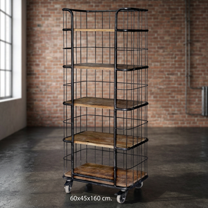 Antique 5-Tier Industrial Vintage Home Furniture Portable Iron Metal Bookshelf for Living Room Home Office - Product Image 2