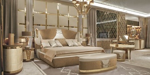 Cabecero italiano de lujo, muebles de dormitorio de gama alta, de cuero blanco, tamaño <span class=keywords><strong>King</strong></span>, cama con Mesillas de noche - Product Image 2