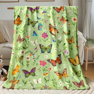 Floral Flannel <b>Blanket</b> Throw <b>Blanket</b> Nap <b>Blanket</b> Fade Resistant Lightweight <b>for</b> Travel <b>Camping</b> Custom Print OEM ODM - Product Image 2