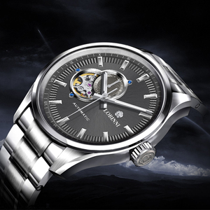 <span class=keywords><strong>Montre</strong></span> automatique pour <span class=keywords><strong>homme</strong></span> avec <span class=keywords><strong>cadran</strong></span> ajouré, affichage <span class=keywords><strong>24H</strong></span>, bracelet en cuir, résistante à l'eau, avec aiguilles - Product Image 2
