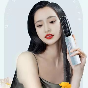 Portable High Quality Blue <b>Light</b> Care Rechargeable Heating Hair Straightener Comb Professional <b>Wireless</b> Hair Straightener Brush - Product Image 1