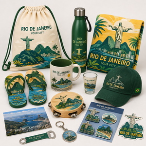 Lembranca do Rio de Janeiro Souvenir Gifts Bag Bottle Mug Cap Flip Flops Keychain Magnets Travel Tourism Gift Shop Retail - Product Image 1