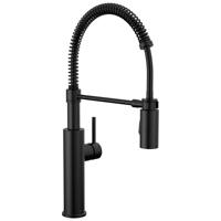 Robinet de cuisine commercial noir mat avec douchette extractible, mitigeur monocommande pour évier, montage sur plan pour maison et restaurant