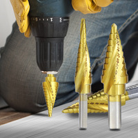 Boîte en aluminium Pexmientas Ti-enduit simple cannelure HSS tige triangulaire 4-32mm tour foret étagé plaqué titane