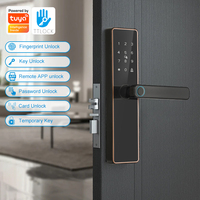En gros Smart TTLock En Aluminium Manche En Bois Électronique Biométrique D'empreinte Digitale Mot De Passe Carte Code Serrure Numérique Cloud Tuya App