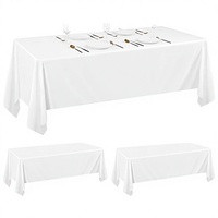 Lot élégant de 10 nappes rondes en polyester pour tables rondes, résistantes aux taches et aux plis - Blanc - Diamètre 228 cm