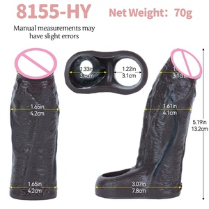 Funda de silicona suave negra para agrandamiento de pene, tipo media funda, con anillo para el pene, para retrasar la eyaculación masculina, juguete sexual para adultos. - Product Image 6