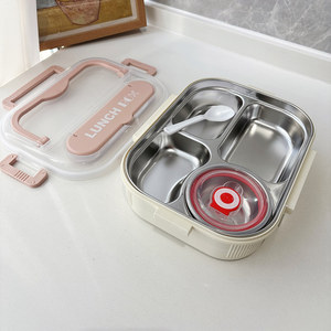 Boîte à lunch portable de haute qualité 2026, grande capacité, en acier inoxydable 304, avec compartiments et couverts - Product Image 5