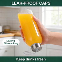 Botol Air & Jus Kaca Soda-lime Ramah Lingkungan 500ml/750ml/1000ml, Tahan Bocor, Kedap Udara, Dapat Digunakan Kembali untuk Penyimpanan Minuman saat Bepergian
