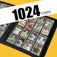 Classeur de cartes à collectionner étanche grande capacité (plus de 1000 cartes), porte-cartes en cuir PU à 16 pochettes pour cartes à chargement latéral de taille standard, noir