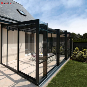 Structure de <span class=keywords><strong>piscine</strong></span> préfabriquée au design moderne, terrasse à ossature aluminium, extension de toit <span class=keywords><strong>rétractable</strong></span> en polycarbonate sur mesure, <span class=keywords><strong>véranda</strong></span> en verre - Product Image 5