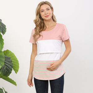 Vente en gros de vêtements d'<span class=keywords><strong>allaitement</strong></span> doux en coton t-<span class=keywords><strong>shirt</strong></span> à manches courtes t-<span class=keywords><strong>shirt</strong></span> d'<span class=keywords><strong>allaitement</strong></span> hauts de maternité chemises d'<span class=keywords><strong>allaitement</strong></span> pour bébé pour le post-partum - Product Image 2