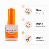 Agent de collage pour ongles Vinimay Nail Ultra Bond, sans acide, séchage à l'air, sans lampe, 15 ml, forte adhérence pour vernis gel, vente en gros pour salons