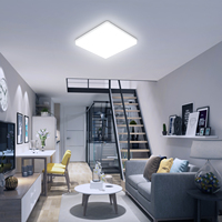 Plafonnier LED carré moderne à montage encastré, étanche IP44, en plastique blanc, 48W, 3000K/4500K/6500K, idéal pour chambre et salle de bain - Vente Flash