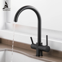 Robinets de cuisine noirs filtre à eau robinets mélangeur filtre à eau potable chaud et froid deux poignées robinet évier de cuisine robinet robinet d'eau
