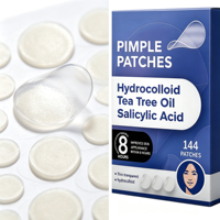 Patchs Hydrocolloïdes Anti-Acné Multi-Tailles 144 Pièces à l'Arbre à Thé et à l'Acide Salicylique pour Couvrir les Imperfections du Visage – Soin Quotidien de la Peau – Vente en Gros