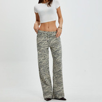 Jeans Anchos Estilo Y2K con Estampado de Cebra, Fabricante de Jeans Personalizados para Mujer, Pantalones Vaqueros Holgados de Cintura Alta para Mujer