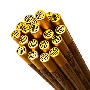 Wholesale chicken <b>wing</b> wood chopsticks, round dome-shaped "Fu" character design, unpainted, unwaxed, non-slip, - Product Image 5