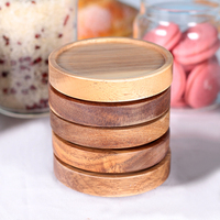 Farine de cuisine sucre riz spaghetti couvercle en bois anneau scellé bocal en verre de stockage avec grains de café pour l'utilisation d'épices