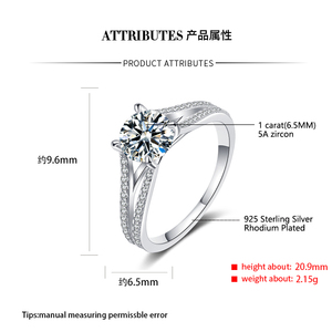 ZHILIAN cincin perak murni 925 wanita, desain kustom zirkon pernikahan pertunangan berlian untuk wanita - Product Image 5
