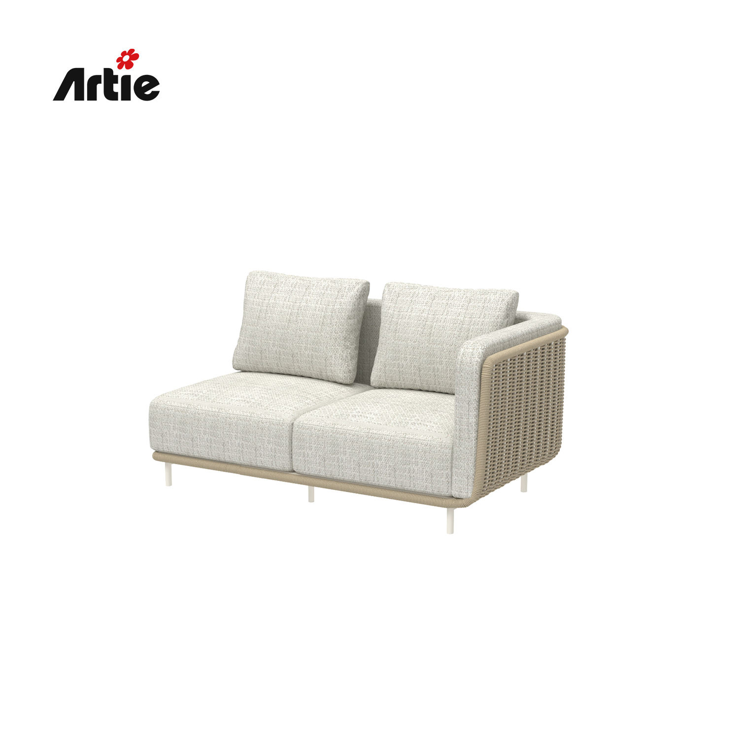 โซฟาแขนซ้ายสีขาว