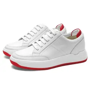 Mode Casual Witte Schoenen Voor Heren Sneakers Ontwerp 7Cm Liftschoenen Flexibel En Comfort Platte Basisschoenen Pvc Echt Leer