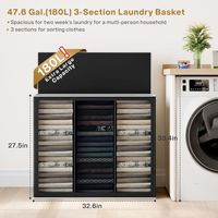 Grand panier à linge 180L 3 sections avec couvercle sac amovible panier à linge pliable personnalisé organisateur de panier à linge sale pliable