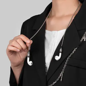 2022 Musim Panas Shine-e Produk Baru Paduan Earphone Rantai Kalung Magnet Chian Logo Kustom untuk Airpods Pro 3