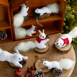 Realistic Squirrel Christmas Ornament Set, Flocked <b>Animal</b> Figurine for Xmas Tree Decor, Cute Gift for Holiday Home Decoration - Product Image 2