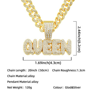 Gioielli Hip Hop placcati in oro 18k moda uomo glassato con lettere personalizzate alfabeto con maglia cubana <span class=keywords><strong>collana</strong></span> con ciondolo a catena - Product Image 2