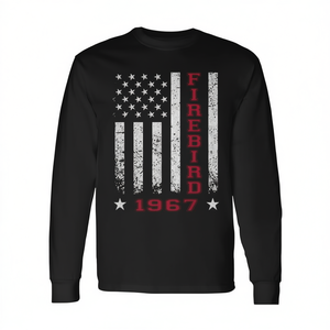 Camiseta clásica de manga larga con estampado de bandera de coches deportivos americanos, cuello redondo, unisex, para adultos, con estampado digital - Product Image 3