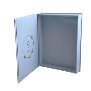Custom Linen Paper Gift <b>Box</b> Gold Foil Stamped Invitation <b>Box</b> Rectangle Favor Packaging for Wedding <b>Party</b> Customize Support OEM - Product Image 3
