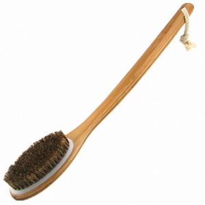 Bathroom Supplies Tools Horsehair <b>Bath</b> Brush with Long Curved - Product Image 2