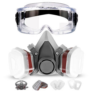 Masker <span class=keywords><strong>Gas</strong></span> setengah wajah CF6200 kustom dengan kotak Filter ganda untuk penyemprotan lukisan perlindungan pemotongan - Product Image 1