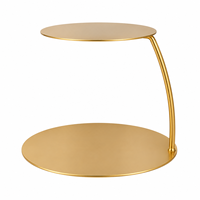 Support à gâteau rond élégant en métal doré pour table de desserts, présentoir à gâteaux à étages pour décorations de mariage
