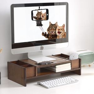 Huasumeicheng Monitor Riser <b>Stand</b> Wood <b>Desktop</b> Storage Rack Multifunction Office Neck Support Laptop <b>Stand</b> - Product Image 2