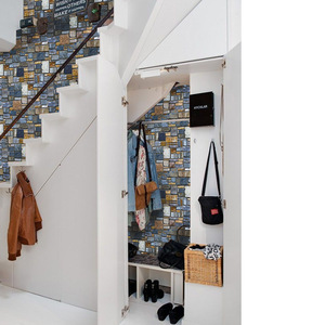 สติ๊กเกอร์ติดผนังลายกระเบื้องหินกันน้ำ Oujing SA-1012 รุ่นจำลองย้อนยุค ขนาด 45 ซม. x 10 ม. สำหรับตกแต่งบ้าน รูปทรงสี่เหลี่ยมผืนผ้า ทำจาก PVC - Product Image 3