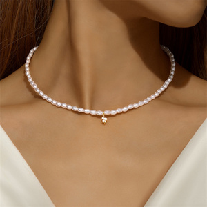 Collier ras du cou CANNER Simple S925 en argent sterling avec pendentif serpent en zircon et perle millet française pour femme - Product Image 4