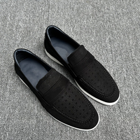 Mocassins en cuir perforé de luxe pour hommes, style Old Money, chaussures décontractées à enfiler