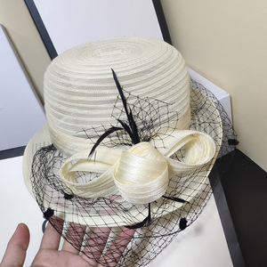 Sombrero para fiesta <span class=keywords><strong>de</strong></span> té, sombrero para fiesta nupcial, flores, ala ancha - Product Image 5
