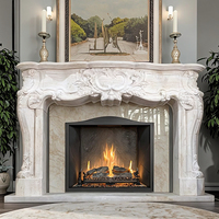 Cheminée en travertin romain de style Louis XV de conception européenne d'intérieur française cheminée en pierre blanche sculptée à la main en marbre