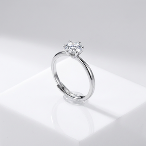 Anello da <span class=keywords><strong>Donna</strong></span> Classico in <span class=keywords><strong>Argento</strong></span> Sterling 925 con Moissanite Solitario VVS da 6mm, Regolabile, Gioielli all'Ingrosso - Product Image 4